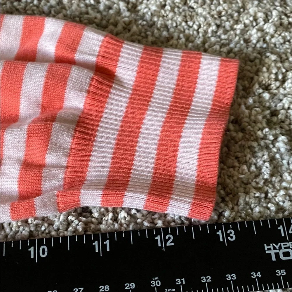J. Crew Striped Orange & White Women's Lightweight Sweater. Size M. 100% Cotton.